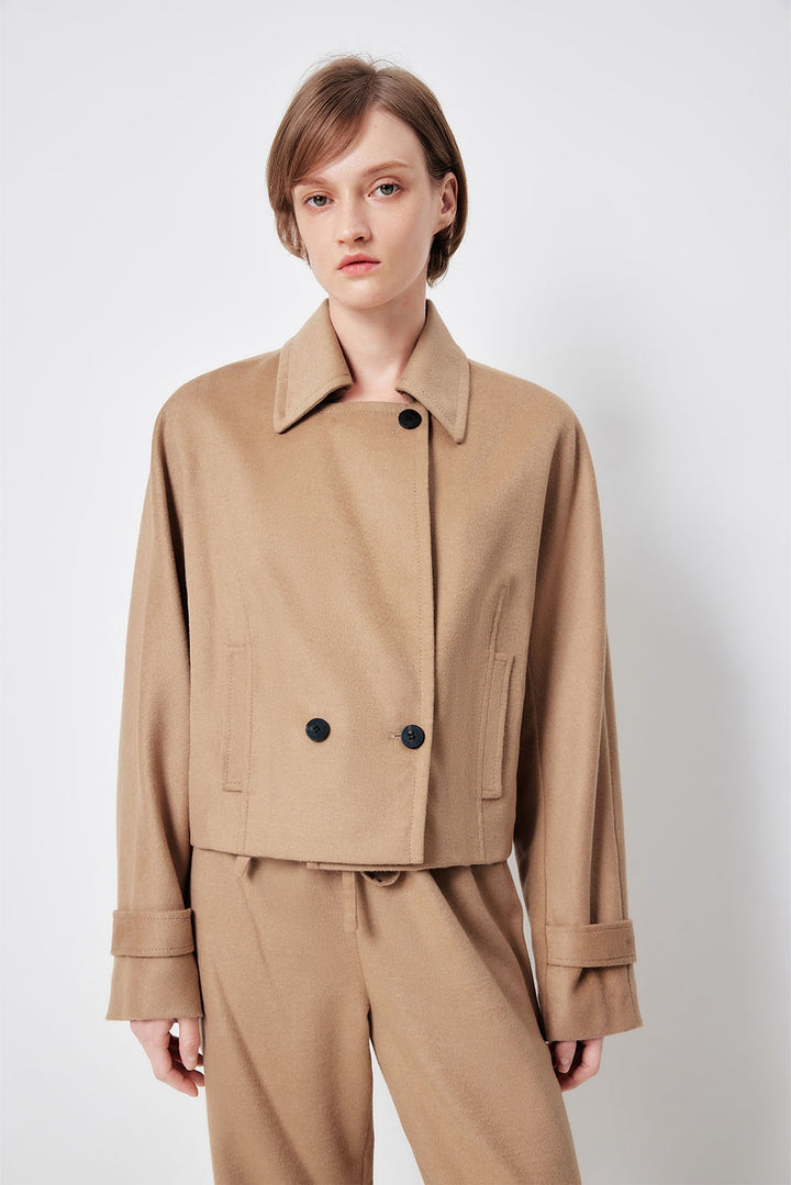 MARYLING Light Camel Sculpted Silhouette Longline Tailored Coats
