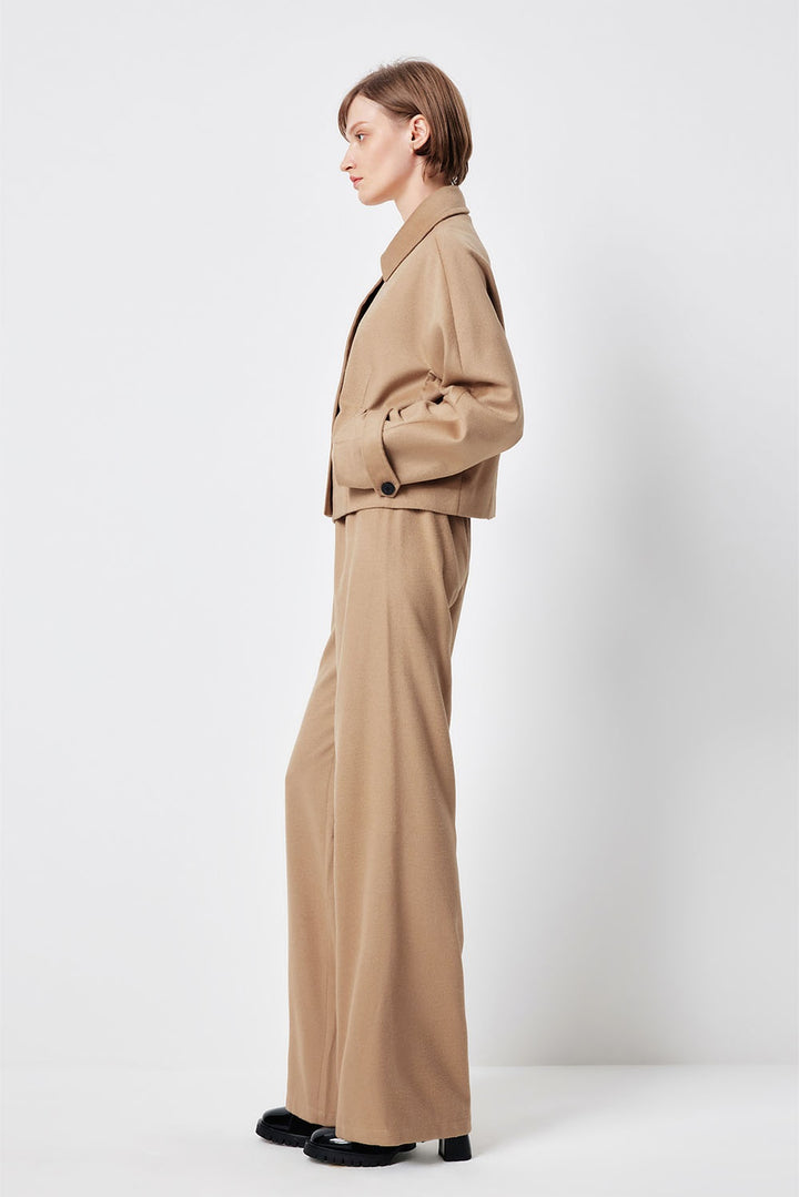 MARYLING Light Camel Sculpted Silhouette Longline Tailored Coats