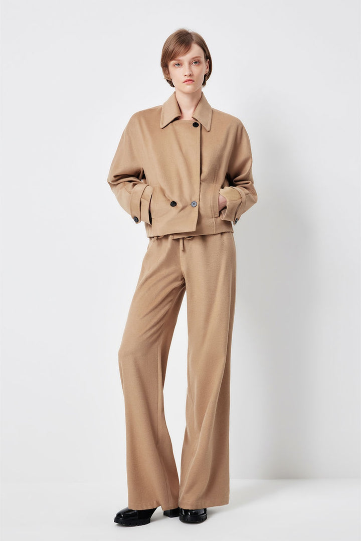 MARYLING Light Camel Sculpted Silhouette Longline Tailored Coats