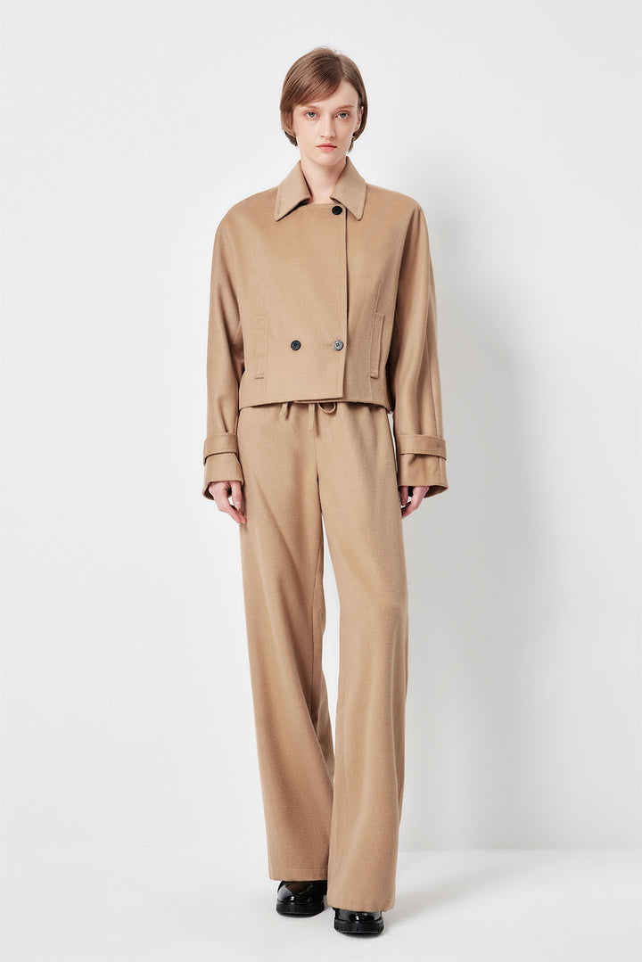 MARYLING Light Camel Sculpted Silhouette Longline Tailored Coats