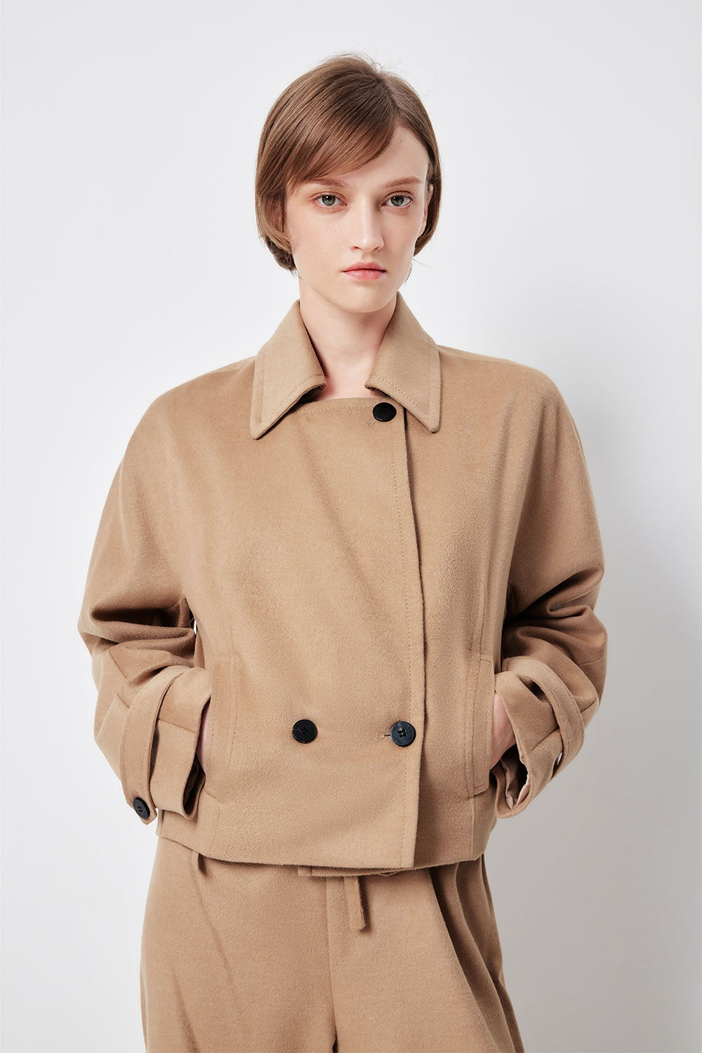 MARYLING Light Camel Sculpted Silhouette Longline Tailored Coats