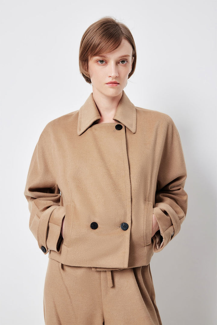 MARYLING Light Camel Sculpted Silhouette Longline Tailored Coats