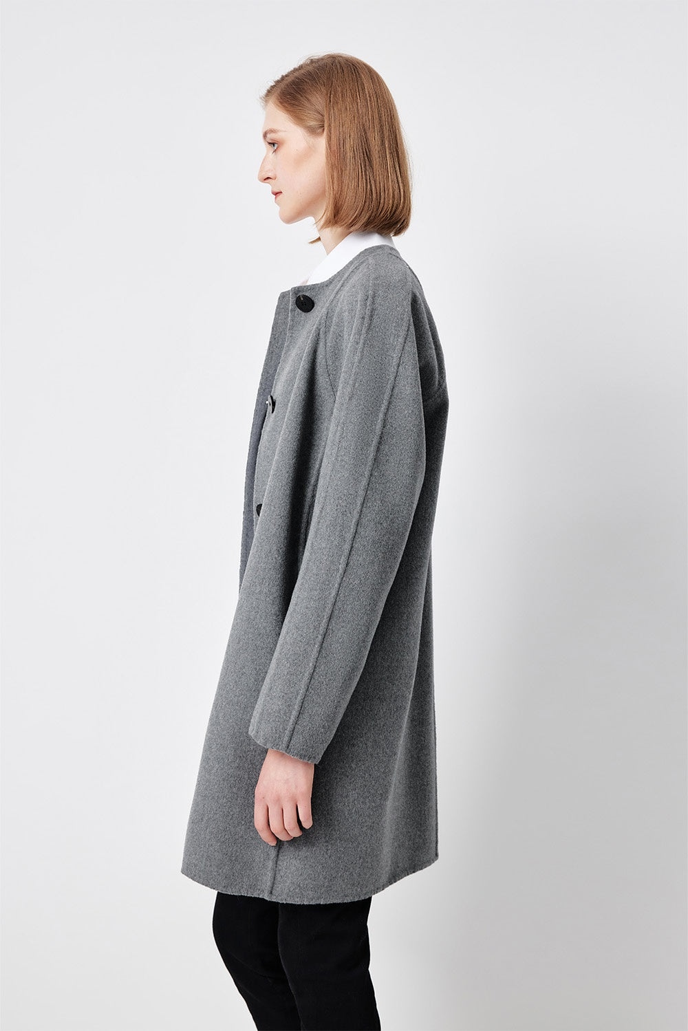 MARYLING Timeless Ash Grey Sculpted Longline Coats