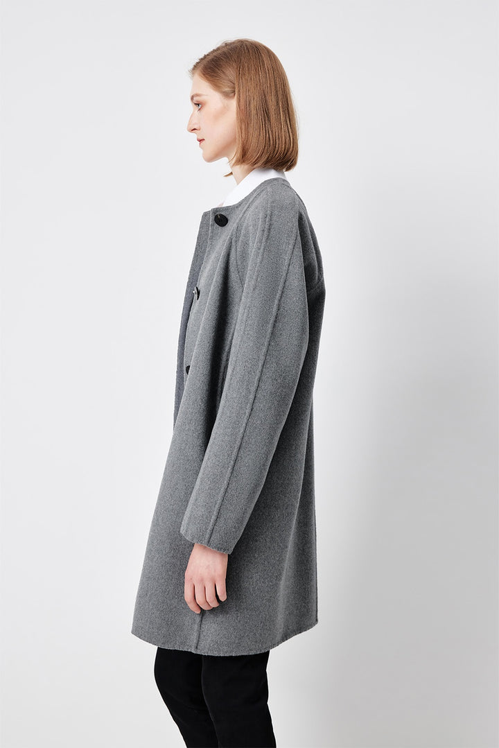 MARYLING Timeless Ash Grey Sculpted Longline Coats