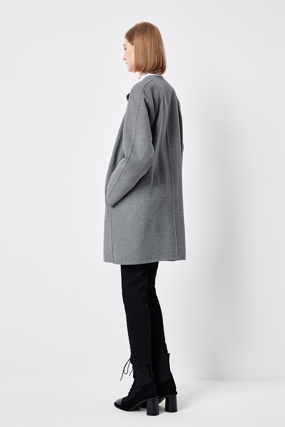 MARYLING Timeless Ash Grey Sculpted Longline Coats