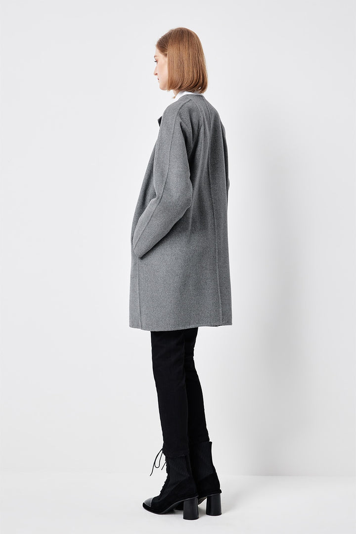 MARYLING Timeless Ash Grey Sculpted Longline Coats