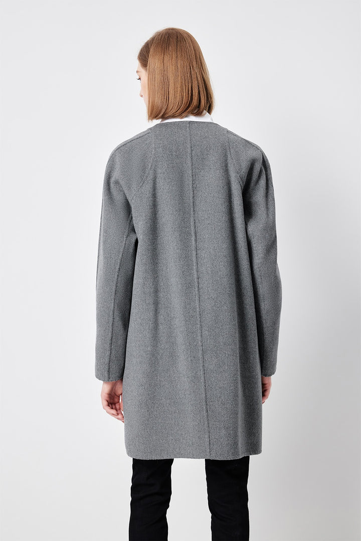 MARYLING Timeless Ash Grey Sculpted Longline Coats