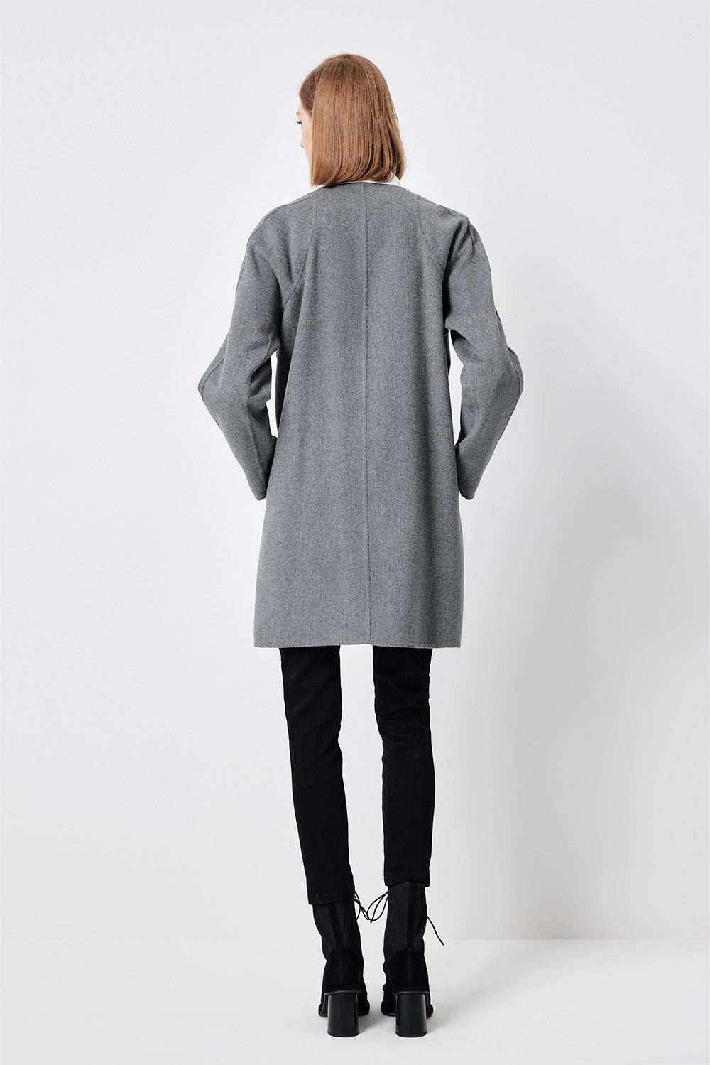 MARYLING Timeless Ash Grey Sculpted Longline Coats