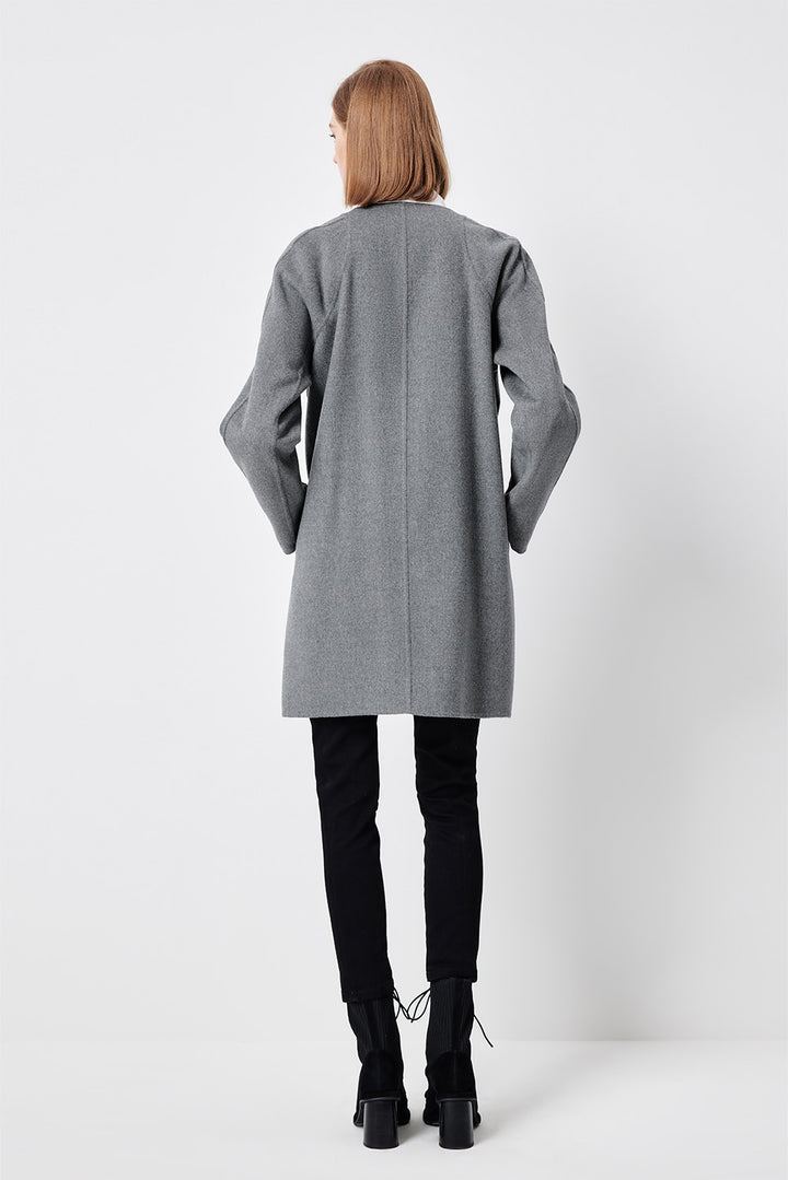 MARYLING Timeless Ash Grey Sculpted Longline Coats