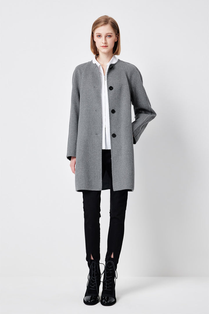 MARYLING Timeless Ash Grey Sculpted Longline Coats