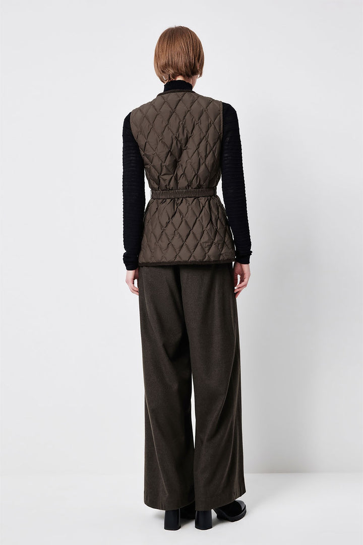 MARYLING Noir Diamond-Quilted Cinched-Waist Lightweight Puffer Jackets