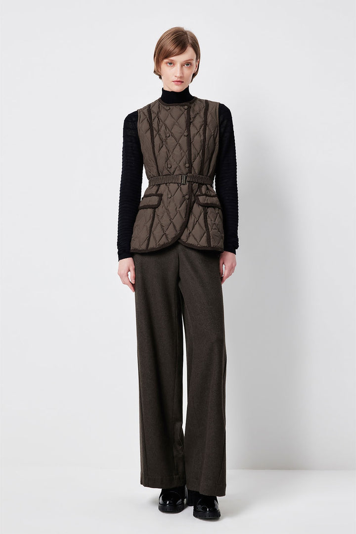 MARYLING Noir Diamond-Quilted Cinched-Waist Lightweight Puffer Jackets