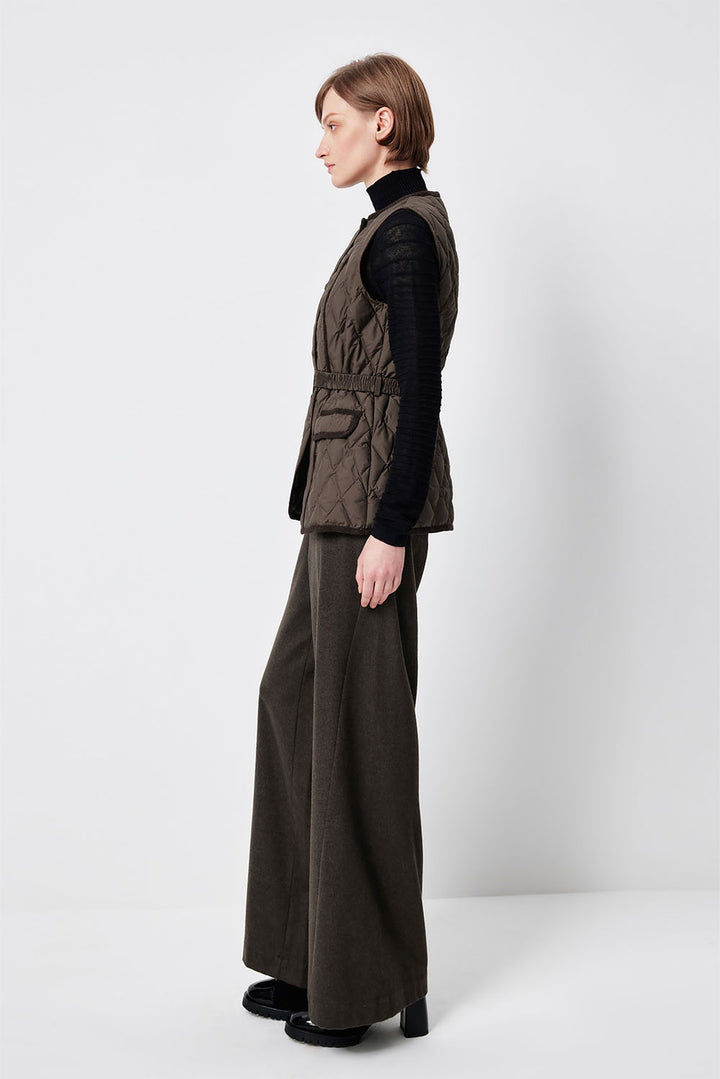 MARYLING Noir Diamond-Quilted Cinched-Waist Lightweight Puffer Jackets