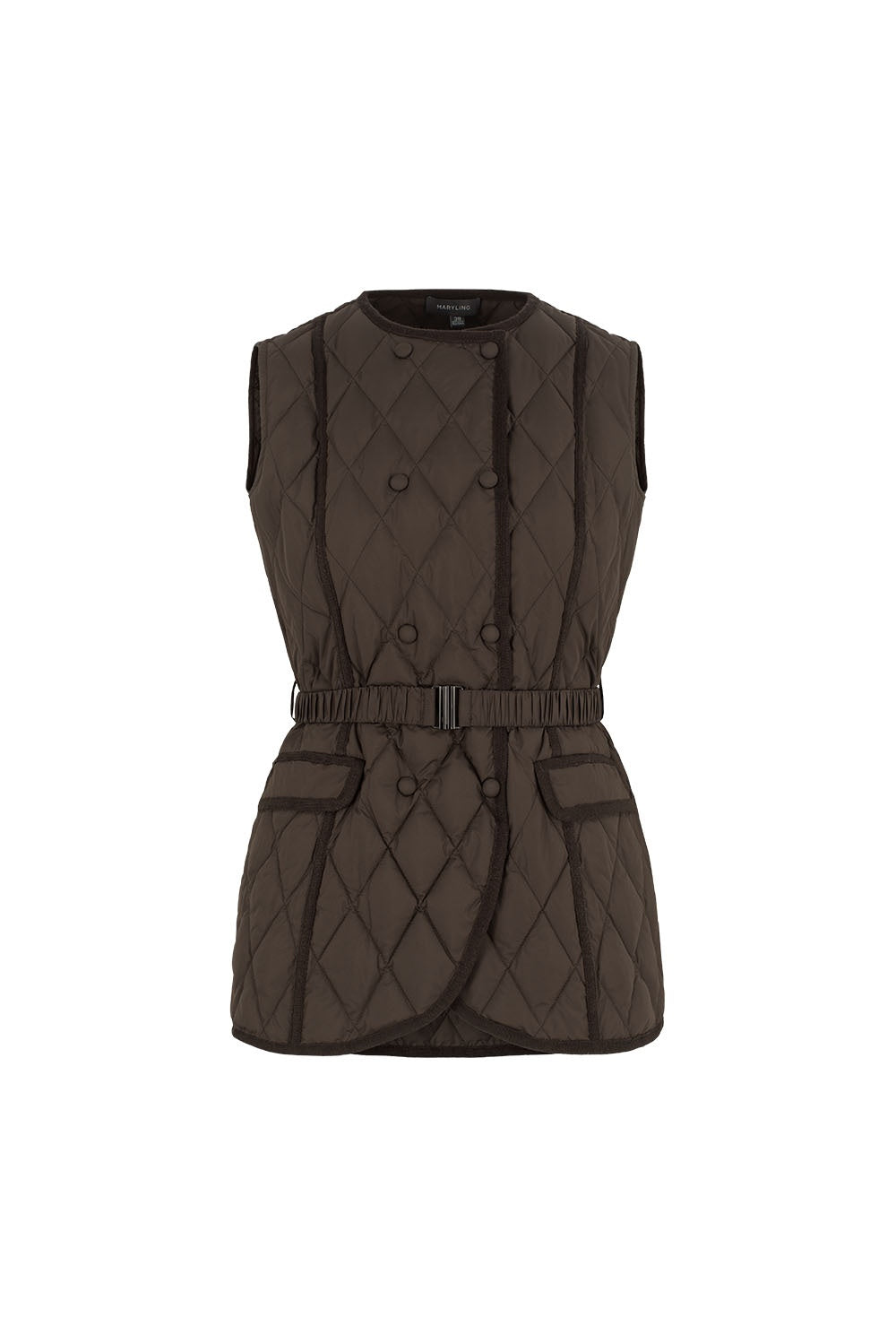 MARYLING Noir Diamond-Quilted Cinched-Waist Lightweight Puffer Jackets