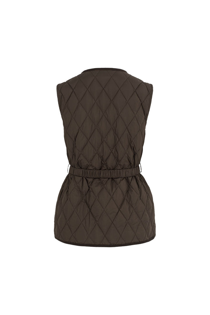 MARYLING Noir Diamond-Quilted Cinched-Waist Lightweight Puffer Jackets