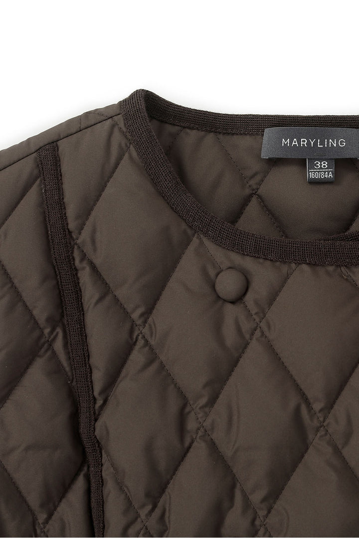 MARYLING Noir Diamond-Quilted Cinched-Waist Lightweight Puffer Jackets