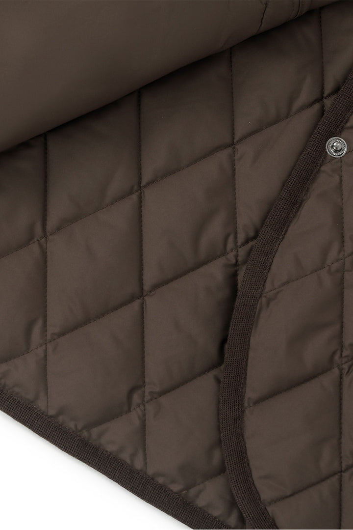 MARYLING Noir Diamond-Quilted Cinched-Waist Lightweight Puffer Jackets