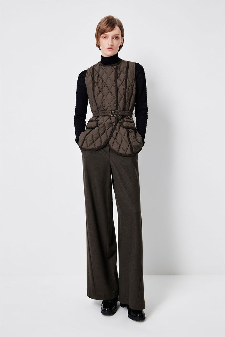 MARYLING Noir Diamond-Quilted Cinched-Waist Lightweight Puffer Jackets