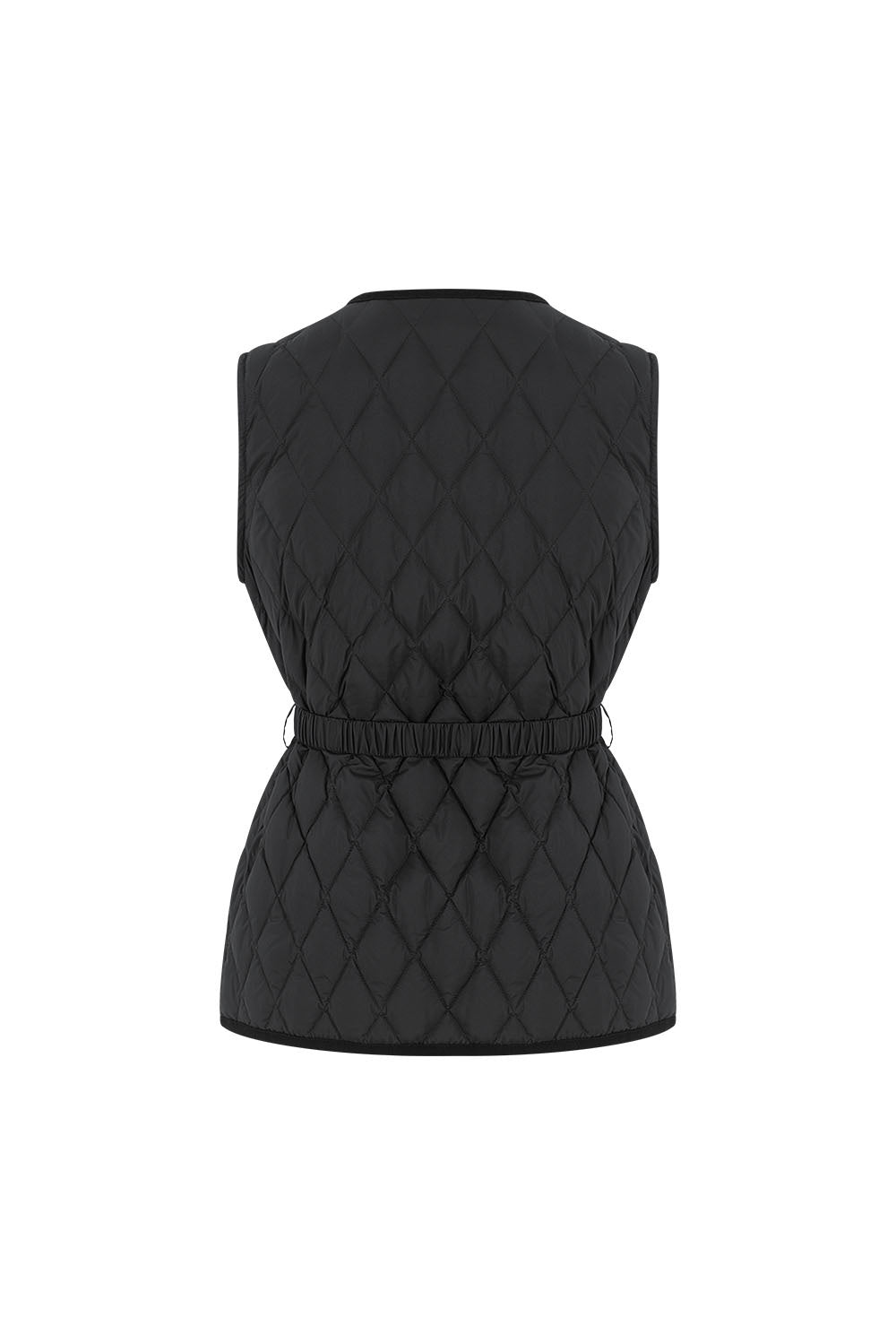 MARYLING Noir Diamond-Quilted Cinched-Waist Lightweight Puffer Jackets