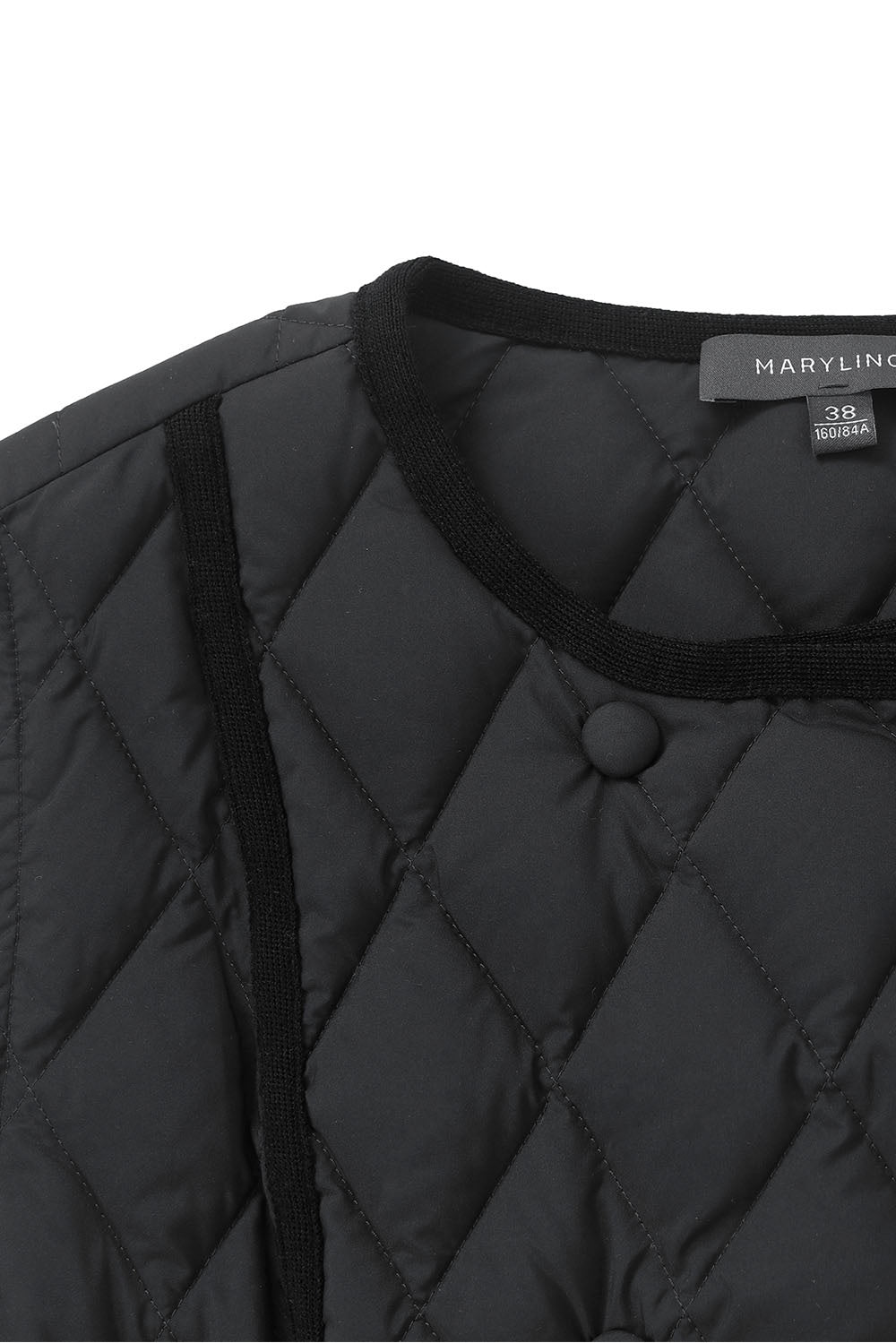 MARYLING Noir Diamond-Quilted Cinched-Waist Lightweight Puffer Jackets