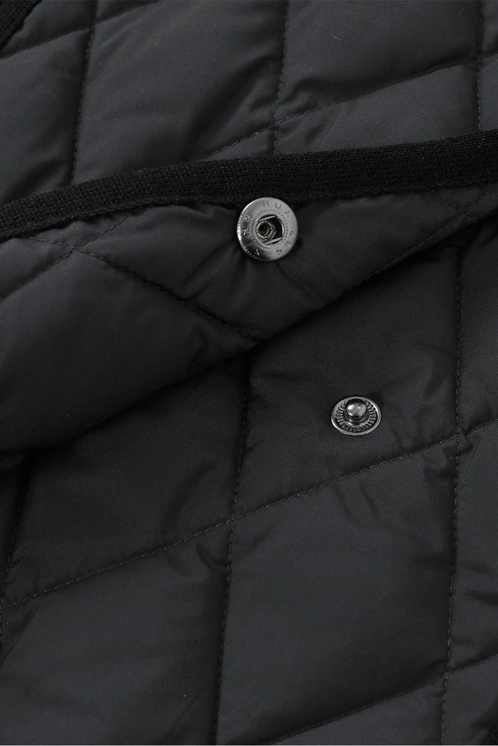 MARYLING Noir Diamond-Quilted Cinched-Waist Lightweight Puffer Jackets