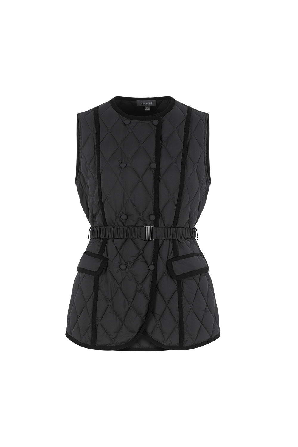 MARYLING Noir Diamond-Quilted Cinched-Waist Lightweight Puffer Jackets