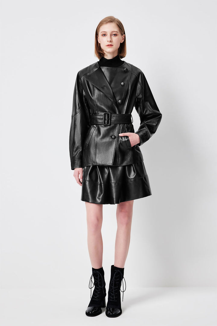 MARYLING Classic Black Leather Biker Jackets