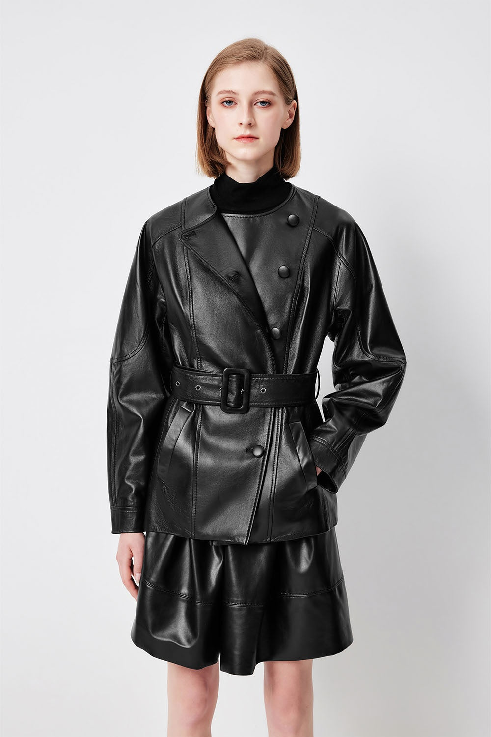 MARYLING Classic Black Leather Biker Jackets