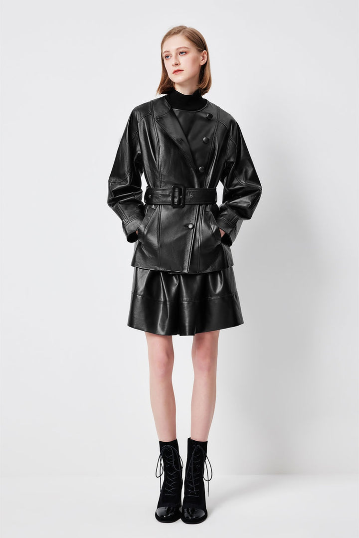 MARYLING Classic Black Leather Biker Jackets
