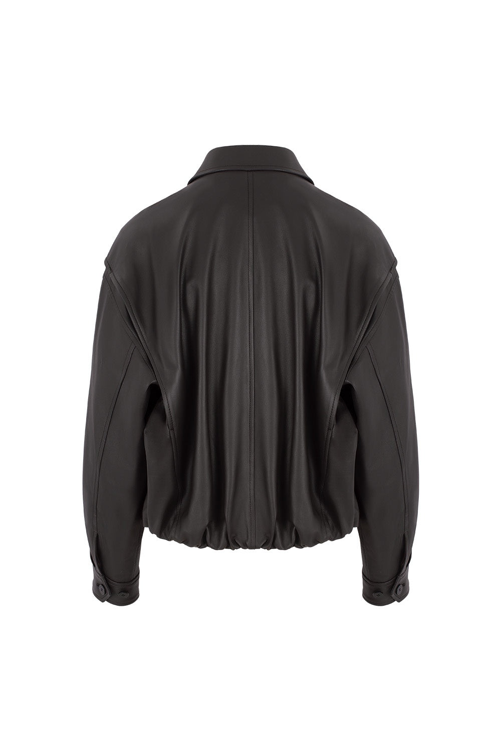 MARYLING Dark Grey Sculpted Cropped Leather Biker Jackets