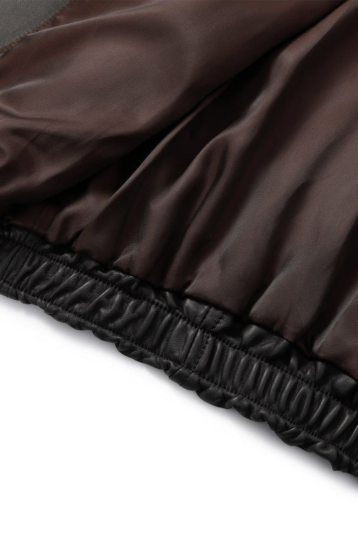 MARYLING Dark Grey Sculpted Cropped Leather Biker Jackets