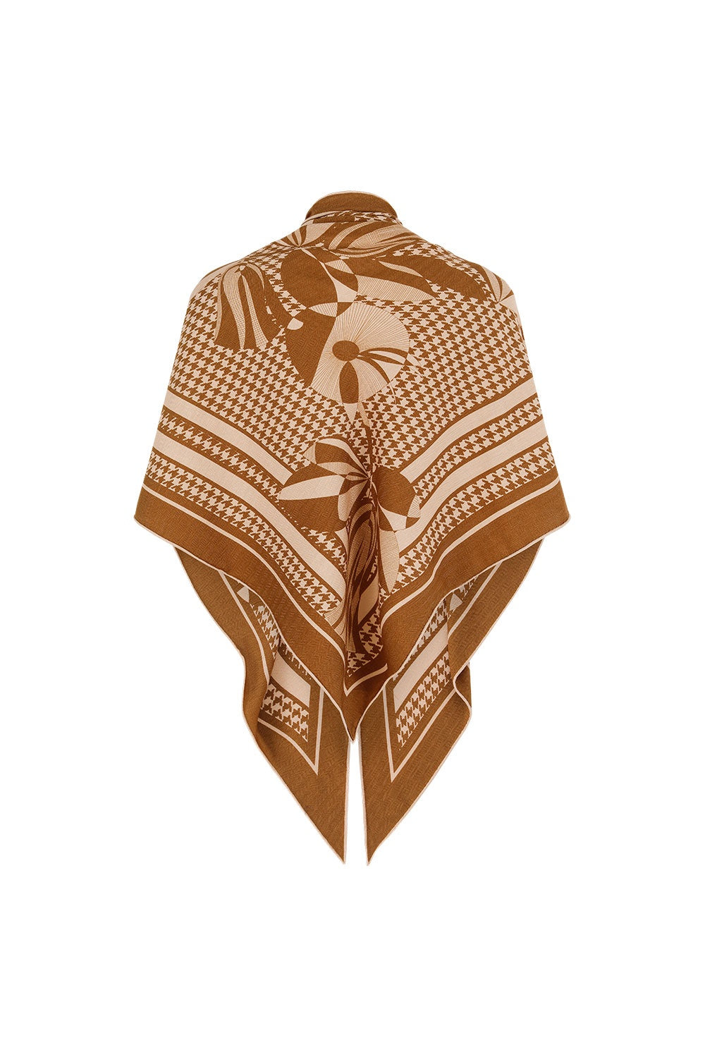 MARYLING Black Coffee Houndstooth Geometric Triangular Shawls