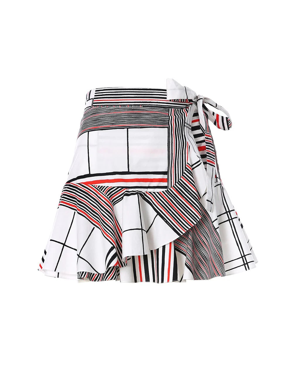 MARYLING Plaid Pattern Bow Knot Ruffle Shorts