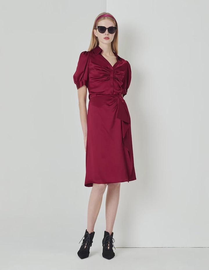 MARYLING Burgundy Ruffle Mermaid Skirt