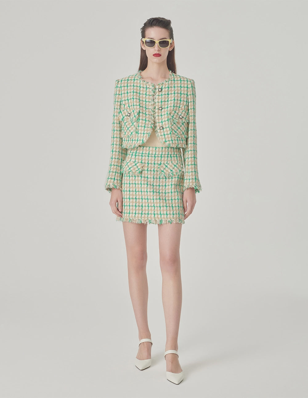 MARYLING Checked Short Tweed Jacket