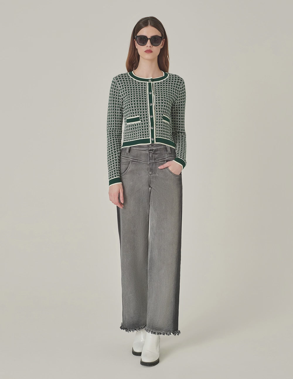 MARYLING Wide-Leg Ankle-Washed Straight Denim Pants