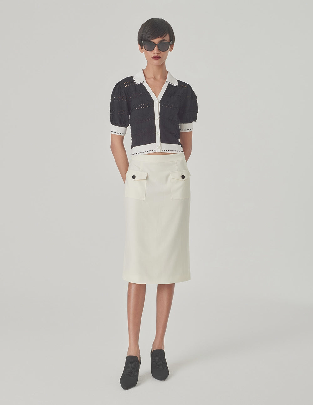 MARYLING Off-White Straight Skirt