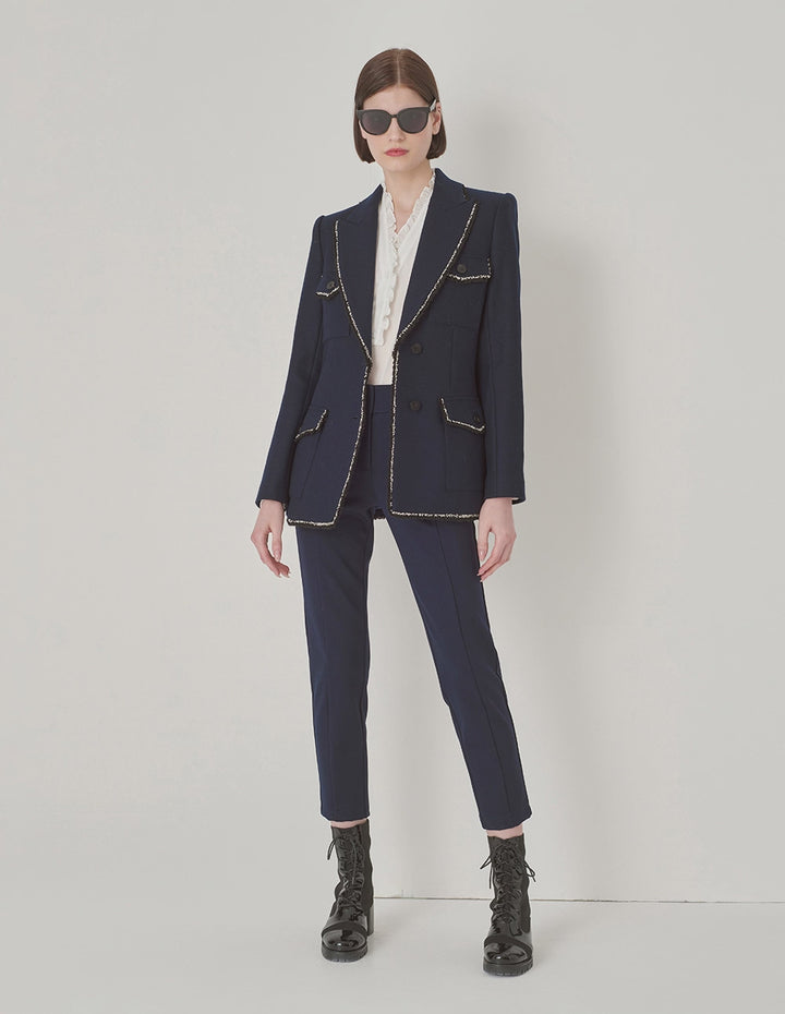 MARYLING Dark Blue Classic Fit Stretch Pants