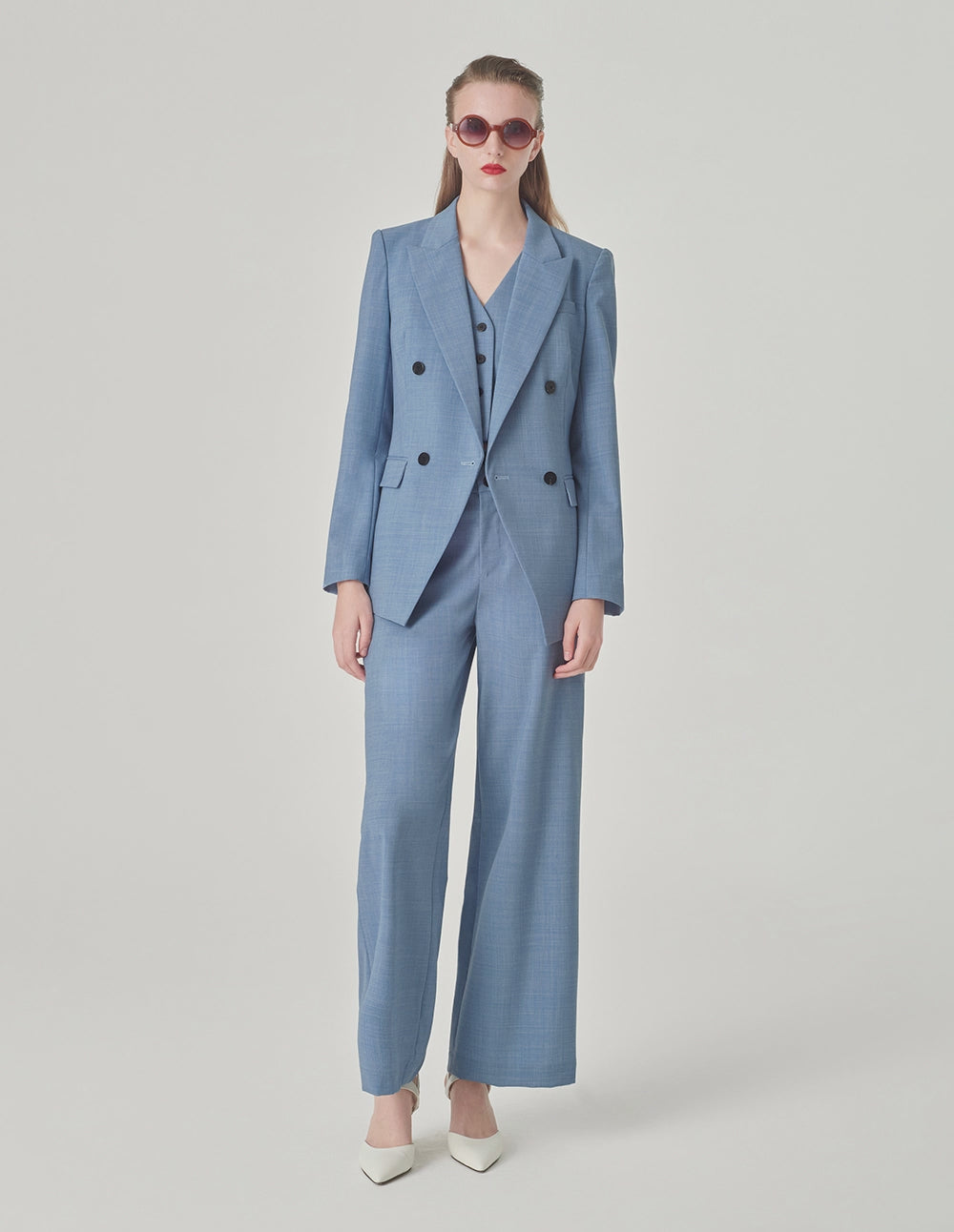 MARYLING Classic Double-Breasted Peaked Lapel Blazer