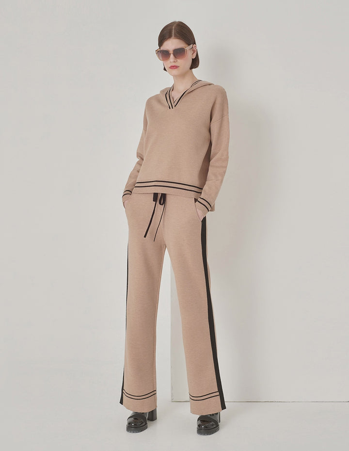 MARYLING Camel Contrast Knitted Trousers