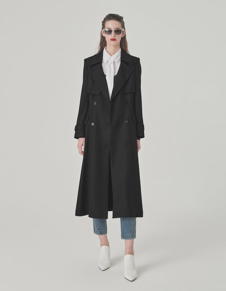 MARYLING Black A-Line Windbreaker Coat