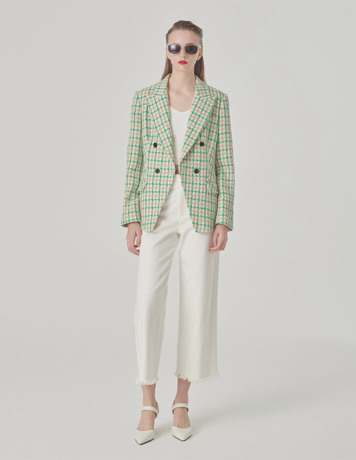 MARYLING Checked Double-Breasted Blazer