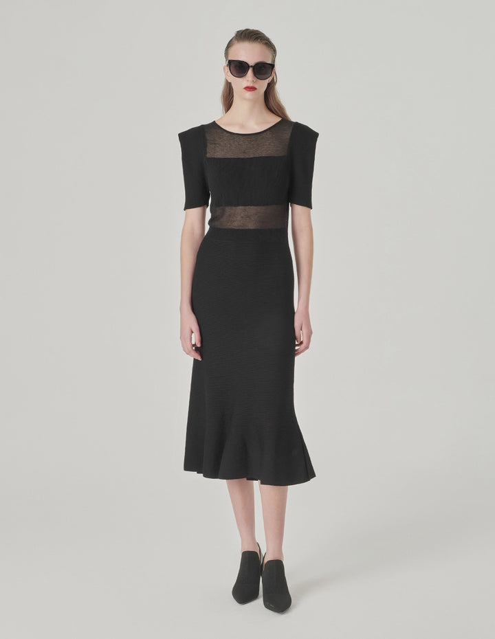 MARYLING Black Fishtail Knitted Dress
