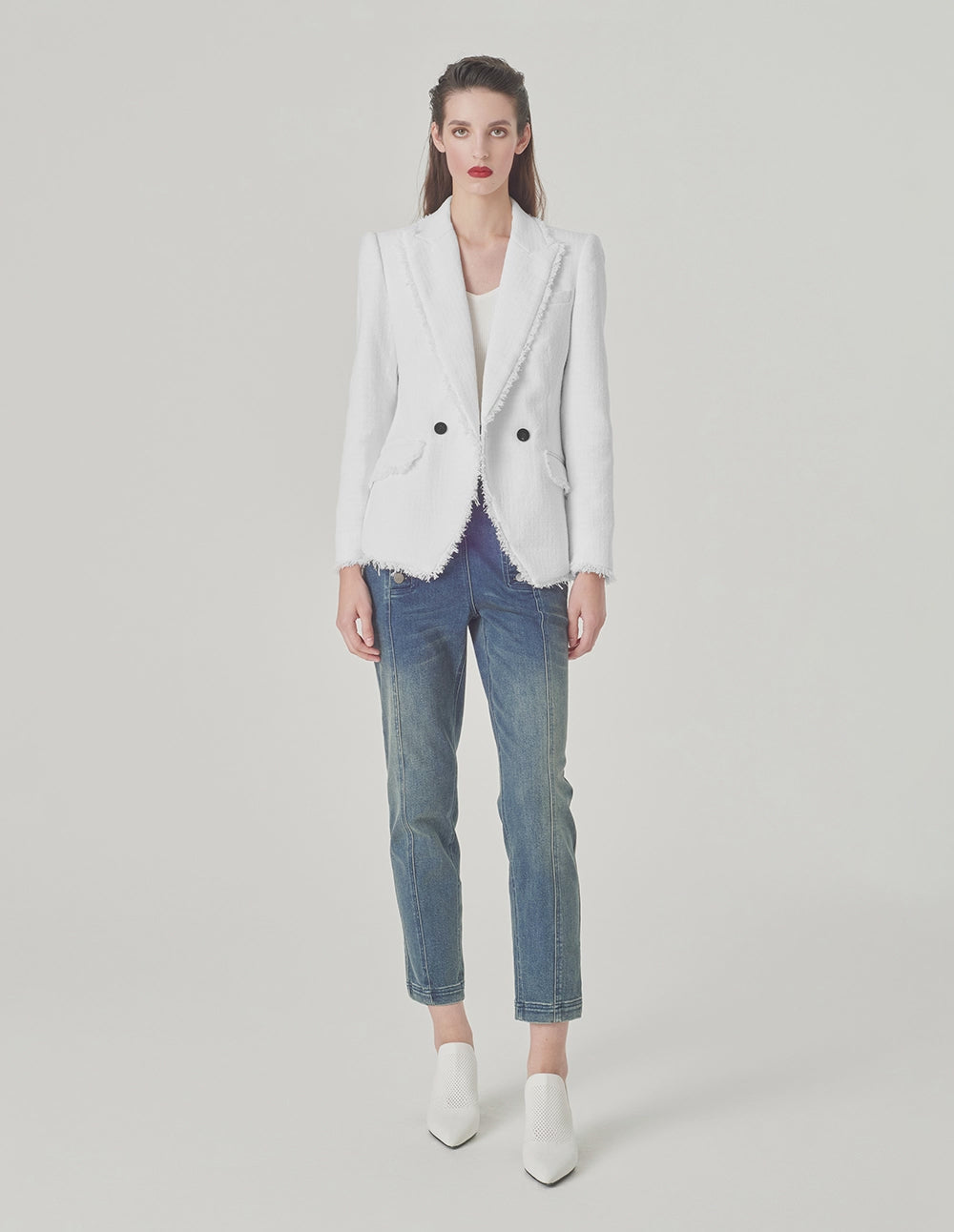 MARYLING White Tweed Blazer
