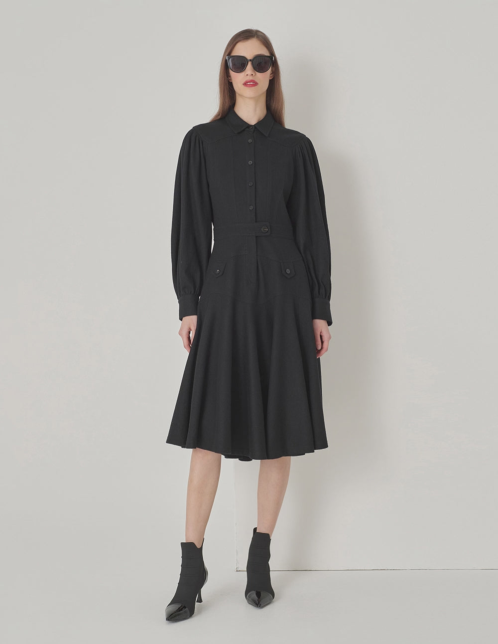 MARYLING Lapel Collar Shirt Dress