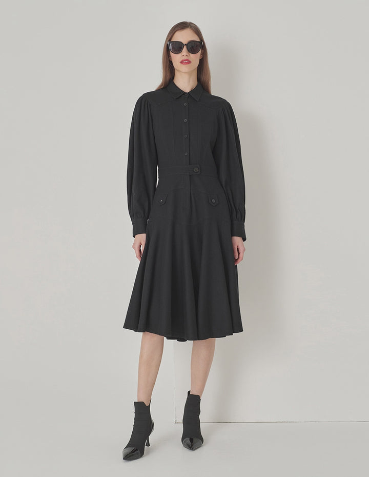 MARYLING Lapel Collar Shirt Dress