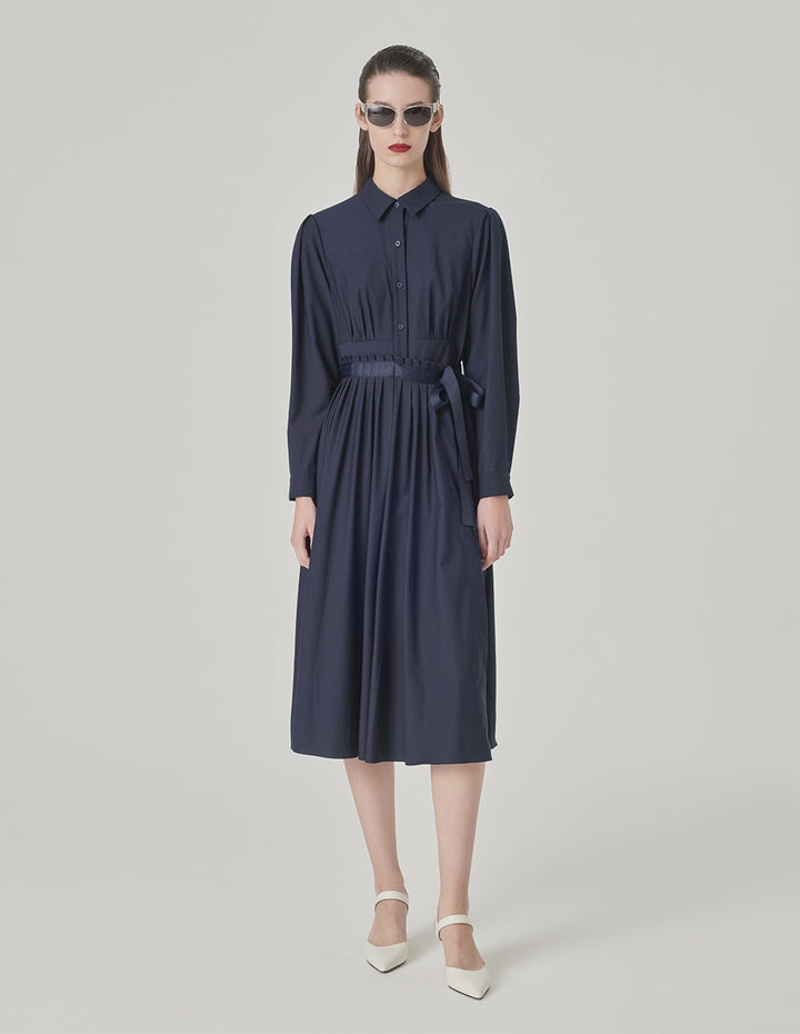 MARYLING Pleated Shirt Dress