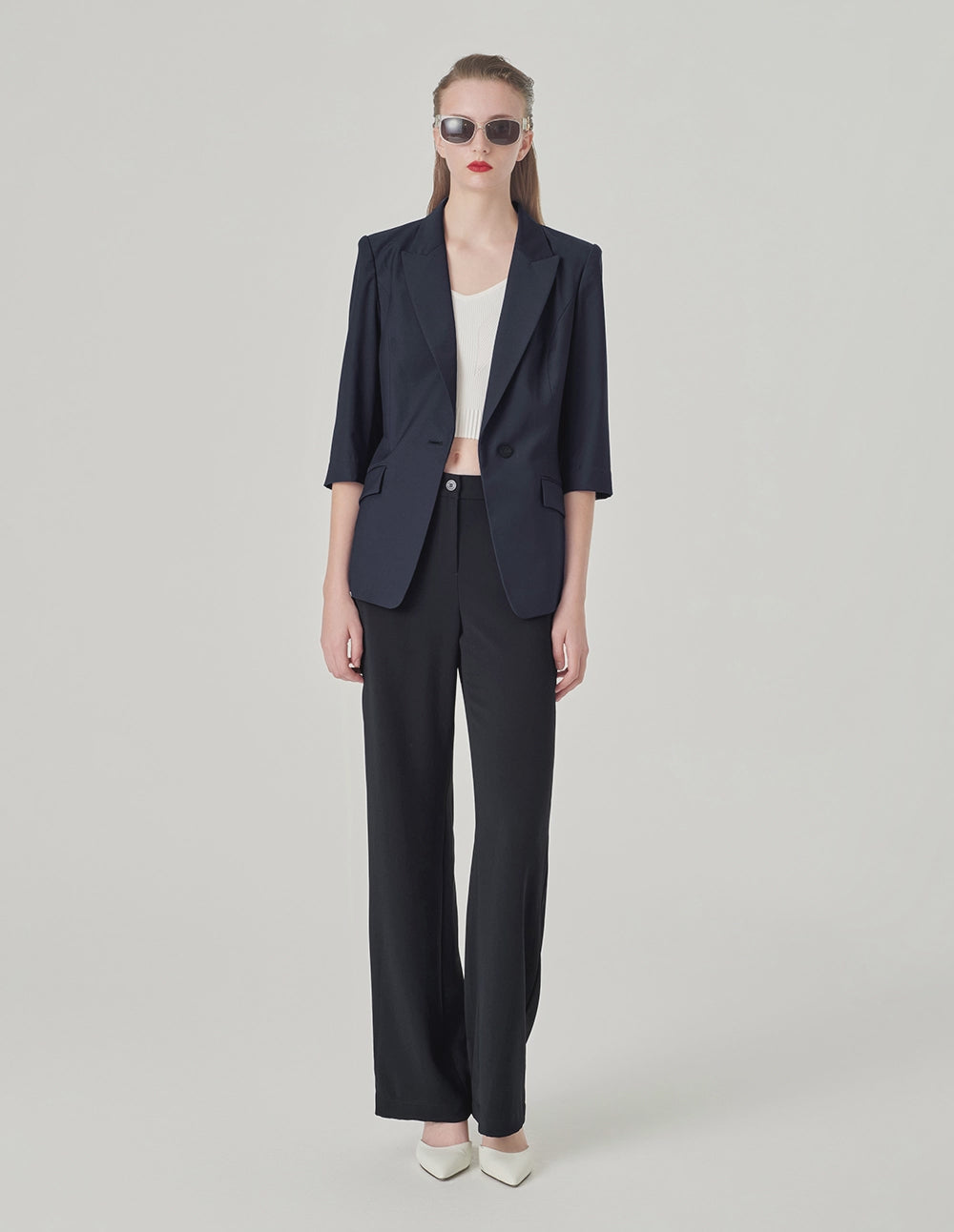 MARYLING Classic Peaked Lapel Single-Breasted Blazer