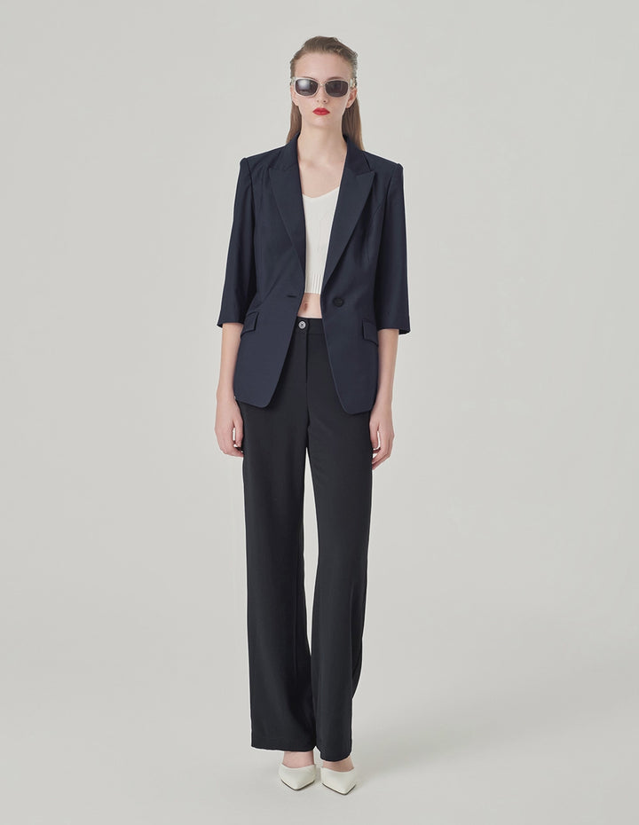 MARYLING Classic Peaked Lapel Single-Breasted Blazer