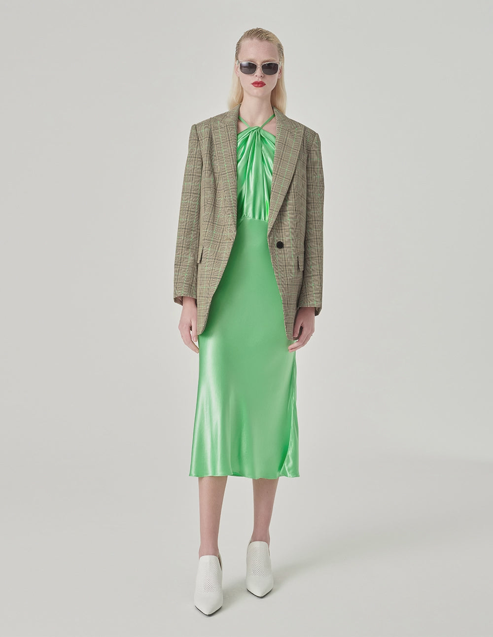 MARYLING Retro Plaid Loose Fit Blazer